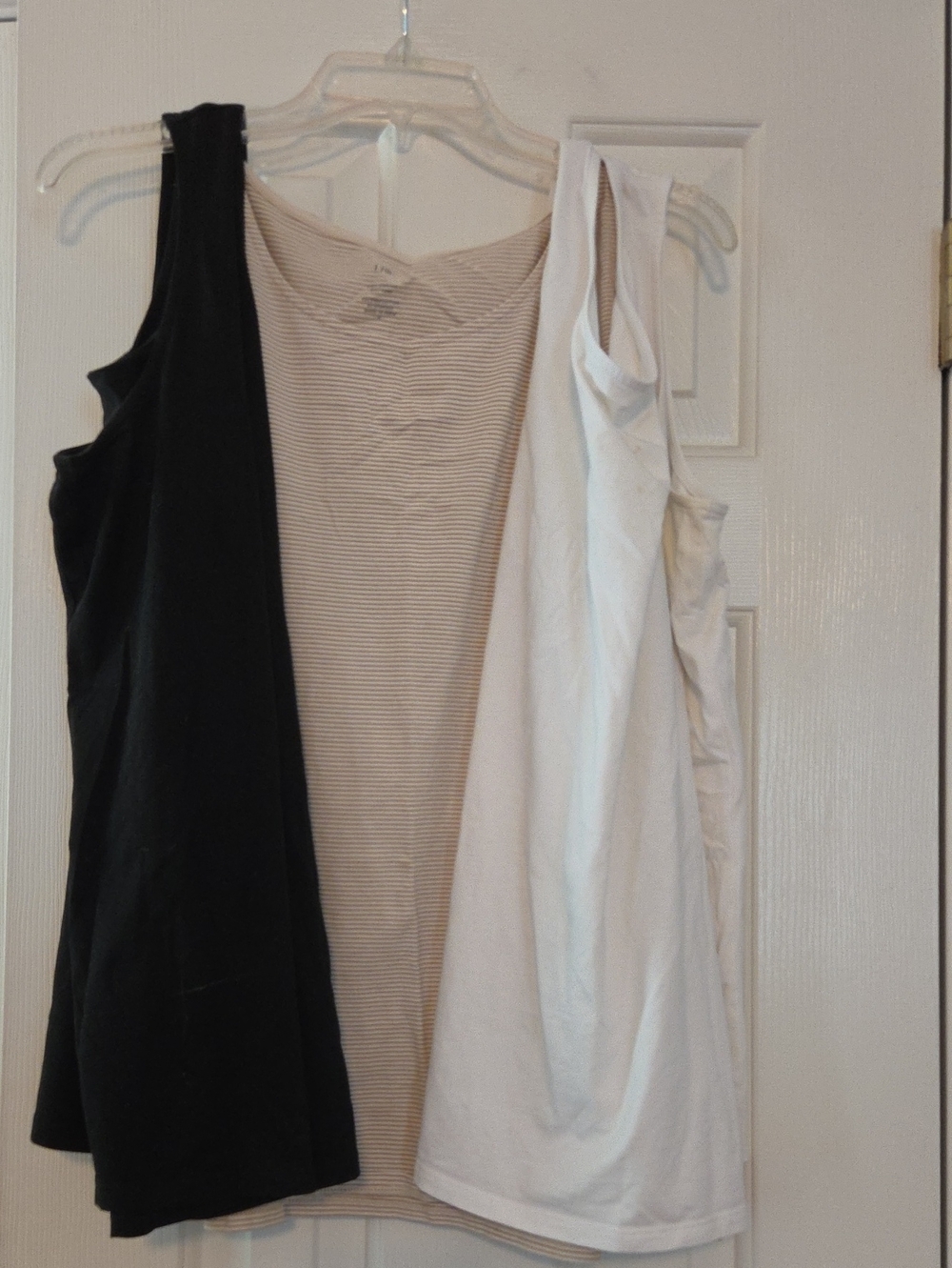 3 J. Jill Tank Top Pack — Black, White, and Beige Striped